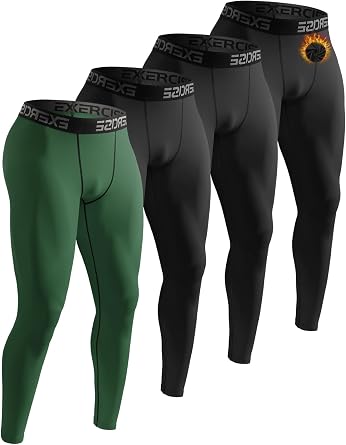 4/5 Pack Mens Thermal Compression Pants Fleece Lined Long Johns Winter Athletic Workout Leggings Baselayer