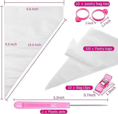 Miniatura 3 de 122 piezas de herramientas de decoración de galletas, 100 piezas de bolsas de pastelería, 10 piezas de corbatas para bolsas de pastelería, 10 piezas