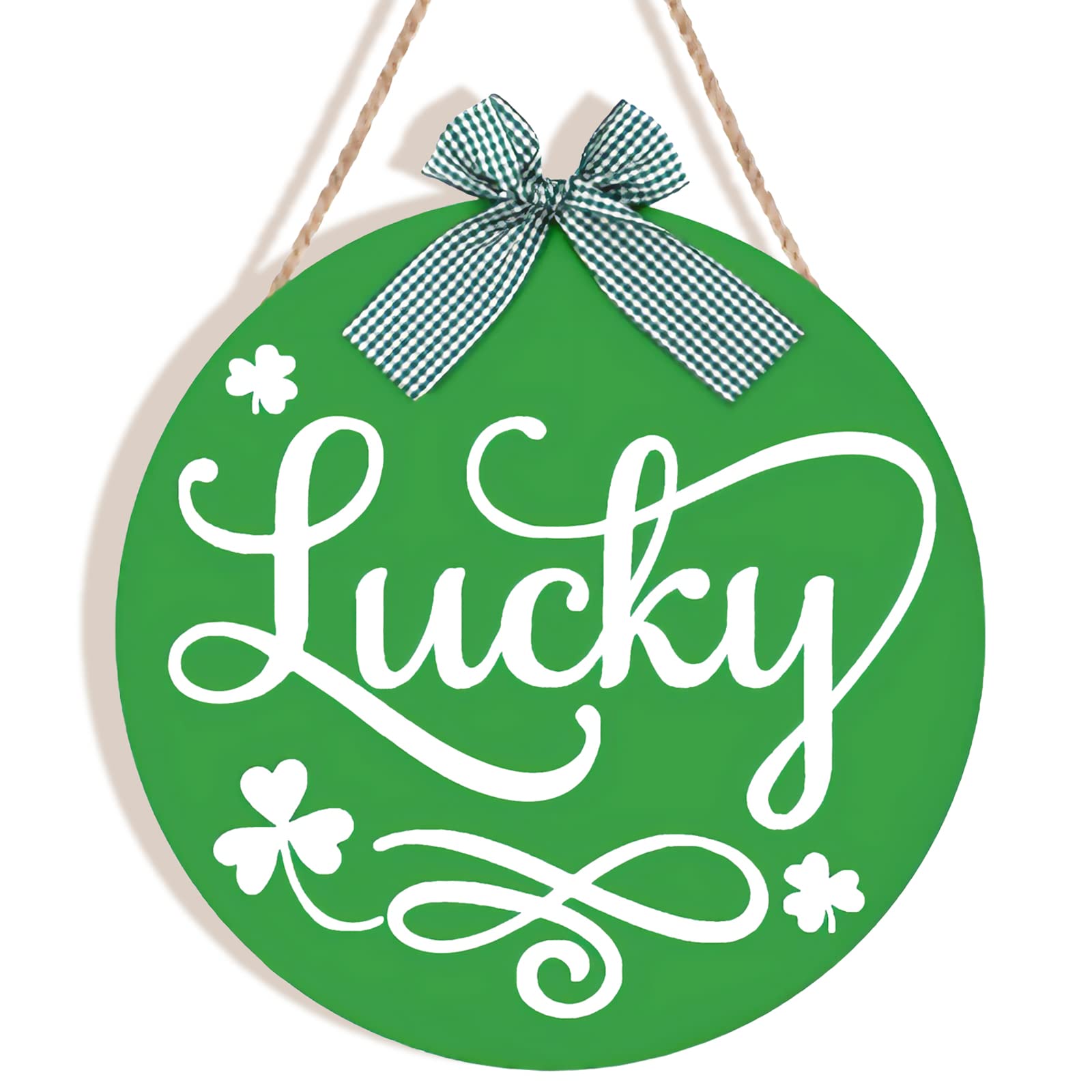 St Patricks Day Decorations, St Patricks Day Wall Hanging Wooden Sign Shamrock Printed Door Sign Irish Gifts Lucky Clover Farmhouse Sign For Front Door Windows Wall Decor Home Farmhouse 12x12 Inch