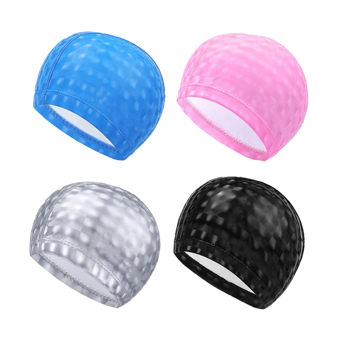 Snadulor 4 Pcs Unisex Swim Cap,3D Ergonomic Design Durable Swimming Cap for Men Women,Womens Swim Cap for Long Hair,Random Color.
