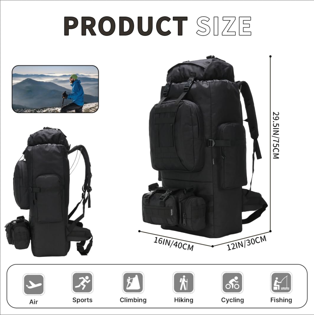 King'sGuard Plecak turystyczny 100 l Mężczyźni 100l Camping Hiking Backpack (1 w zestawie)