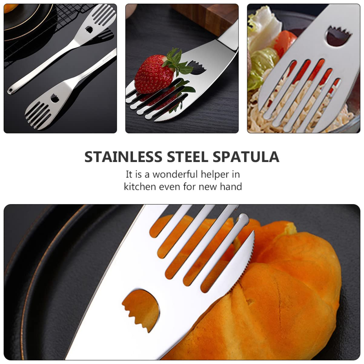 ibasenice 3 Pezzi Spatola Inossidabile per e Barbecue Utensile Ergonomico per Torte e Steak Resistente e Duraturo per e Regali