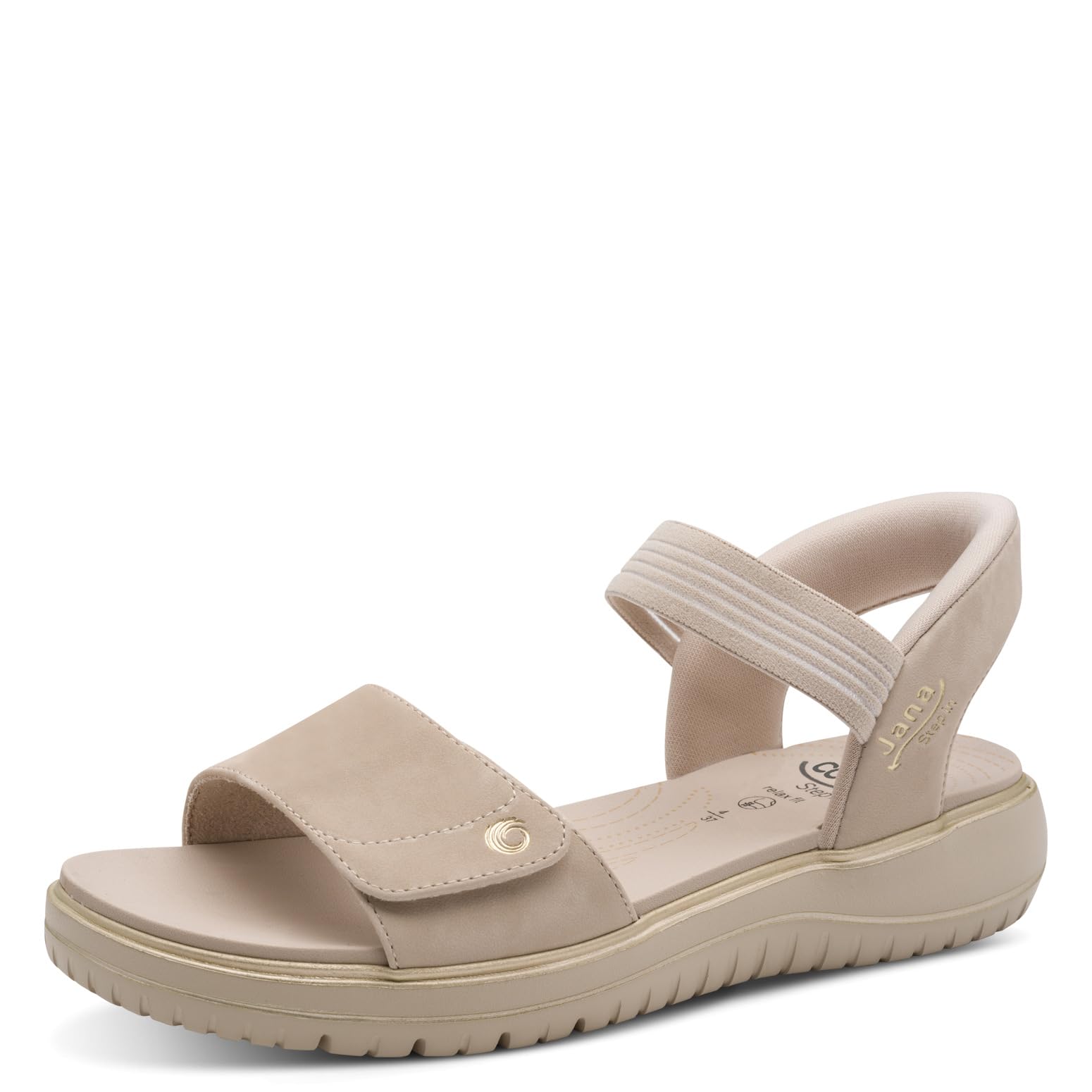 Jana Women's Wedge/Plat Sand MultiAdj+Vegan Wedge Sandals, Beige, 37 EU