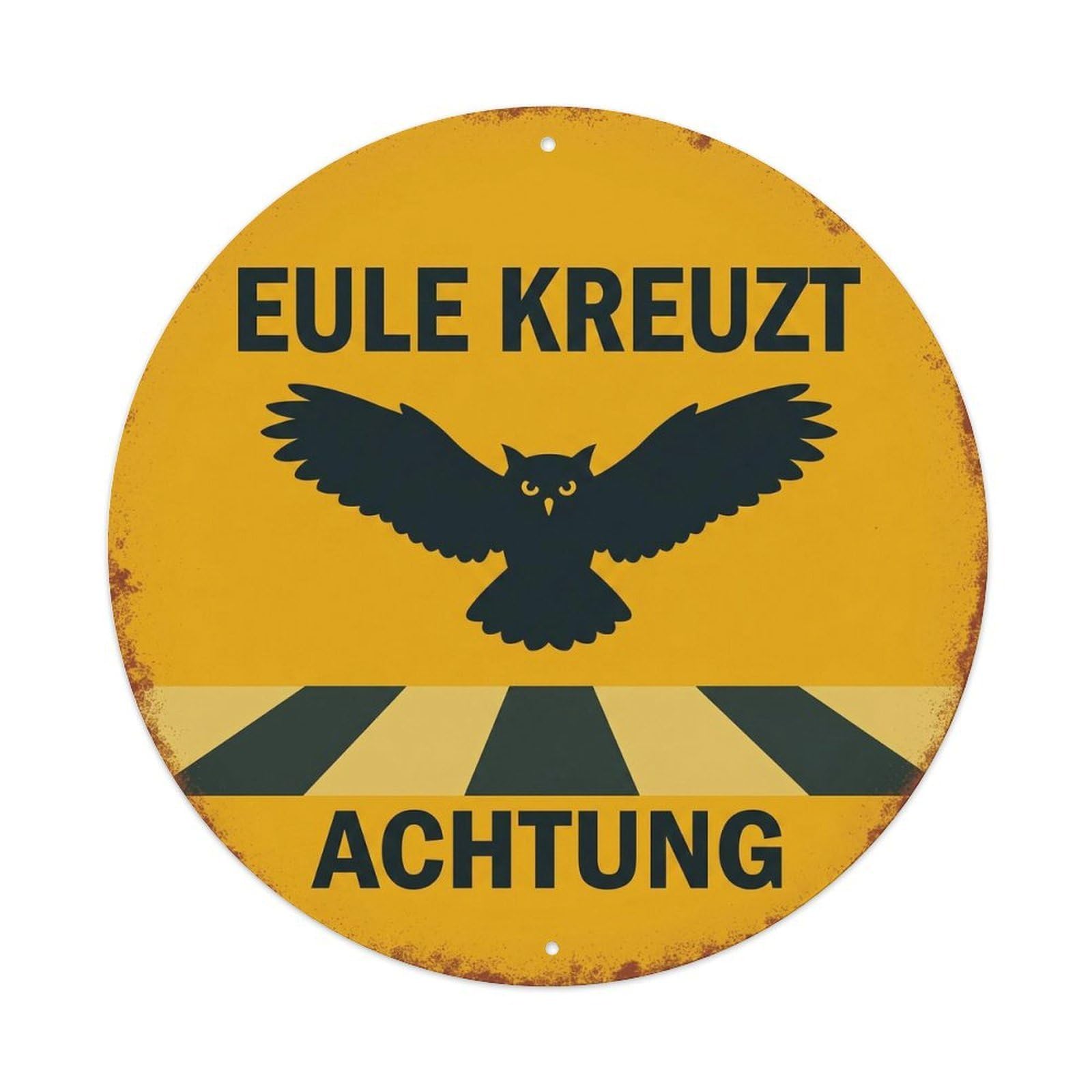 Olyhtr 8X8inch Classic Style Owl Wildlife Crossing Road Safety Folk Style Classic Metal Tin Sign