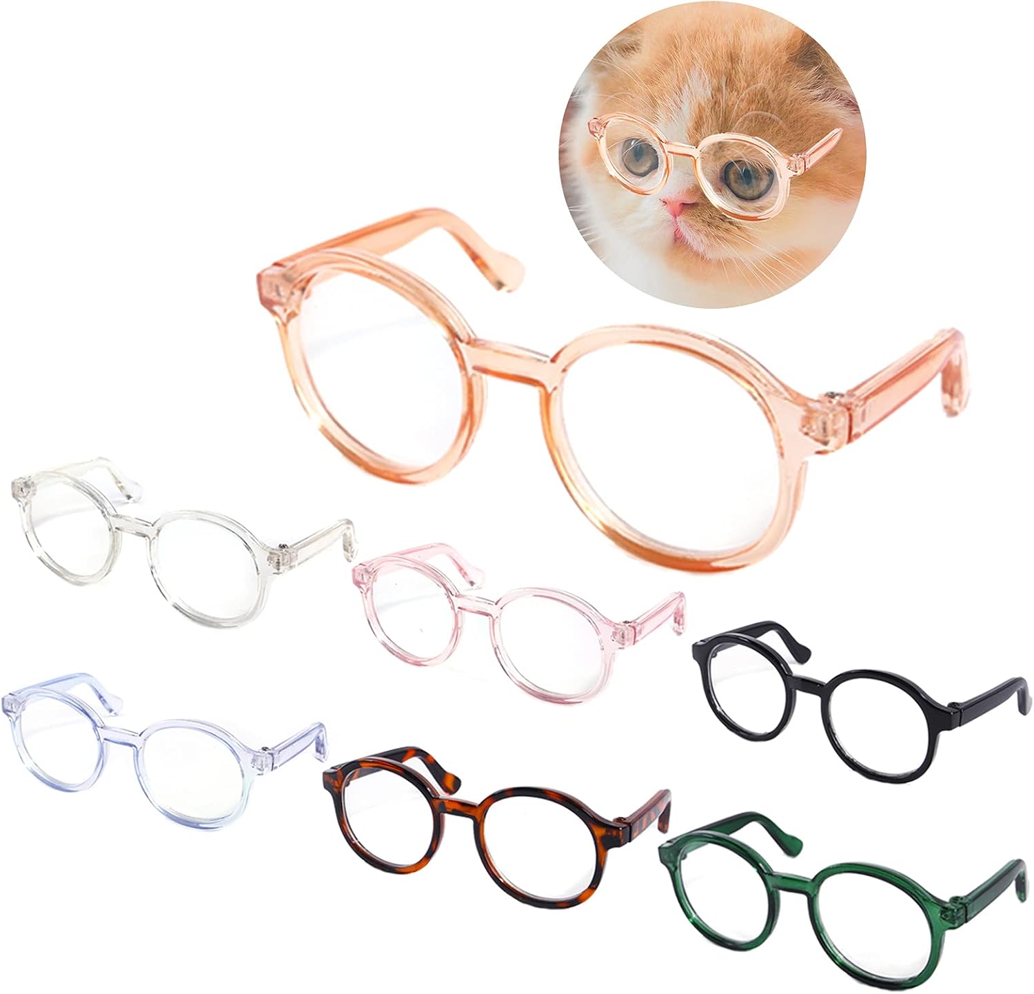 7 Pieces Dog Goggles Photo Props Cute Dog Plastic Sunglasses Eye Wear Protection Adjustable Transparent Protection Dog Glasses for Small…