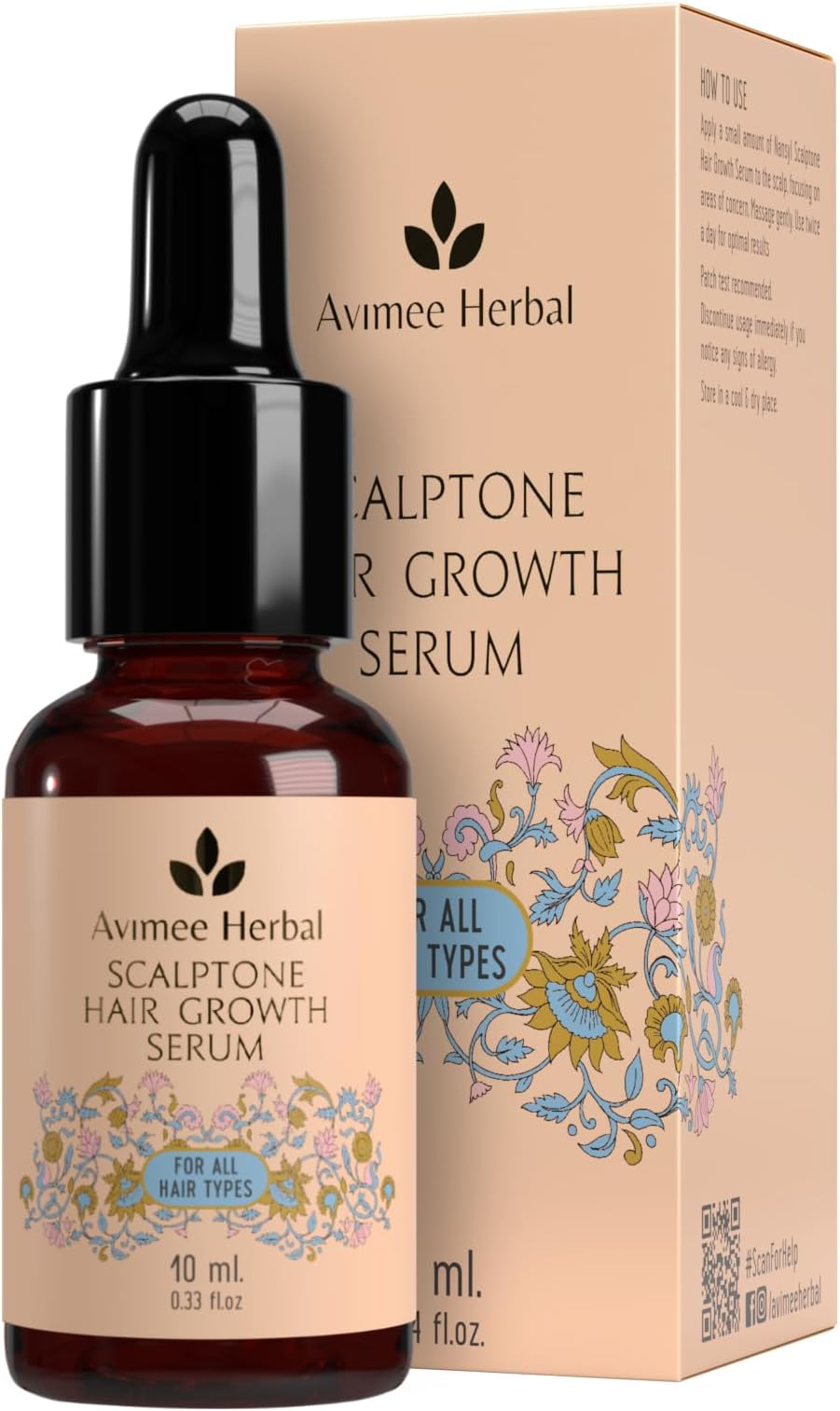 Avimee Herbal Scalptone Hair Growth Serum | Scientifically Proven Formula | Enriched with Nansyl & Green Tea Extract | For Hair Growth & Hair Fall Reduction | 10 ml