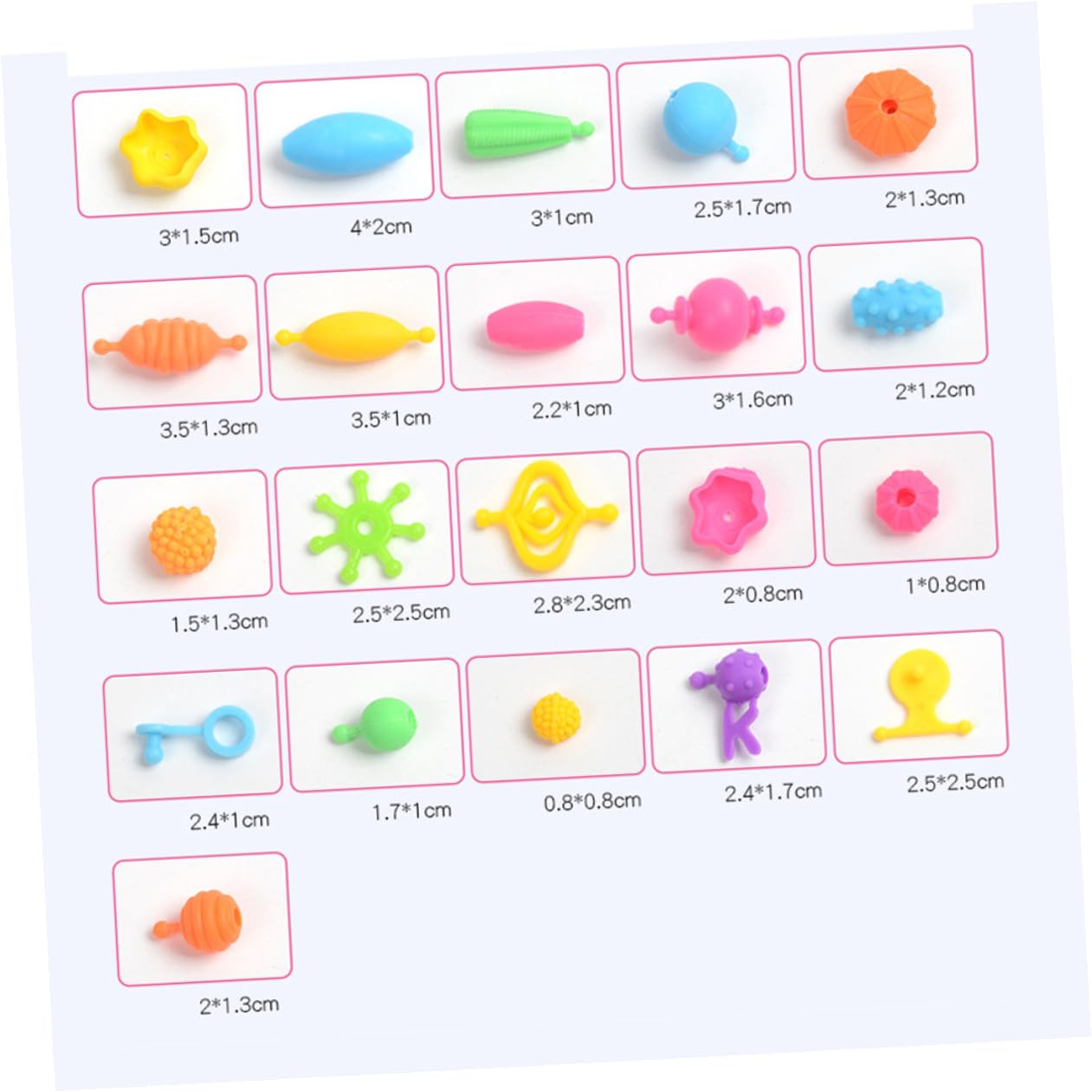 Kit de Cuentas de Plástico para Pulseras DIY, Caja Obsequio de 1 Niñas | Pulseras Niño Niña Manualidades, Lavables, Piezas de Varios Tamaños y Formas, para Decoración y Creatividad