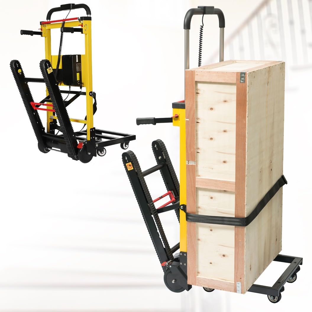 Carrello elettrico per scale a mano, cingolato pieghevole, capacità 200 kg, facile su e giù per scale, solleva scale portatili per spostare carichi pesanti