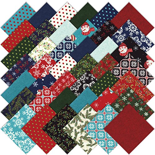 Moda Be Jolly Charm Pack, Set of 42 5-inch (12.7cm) Precut Cotton Fabric Squares