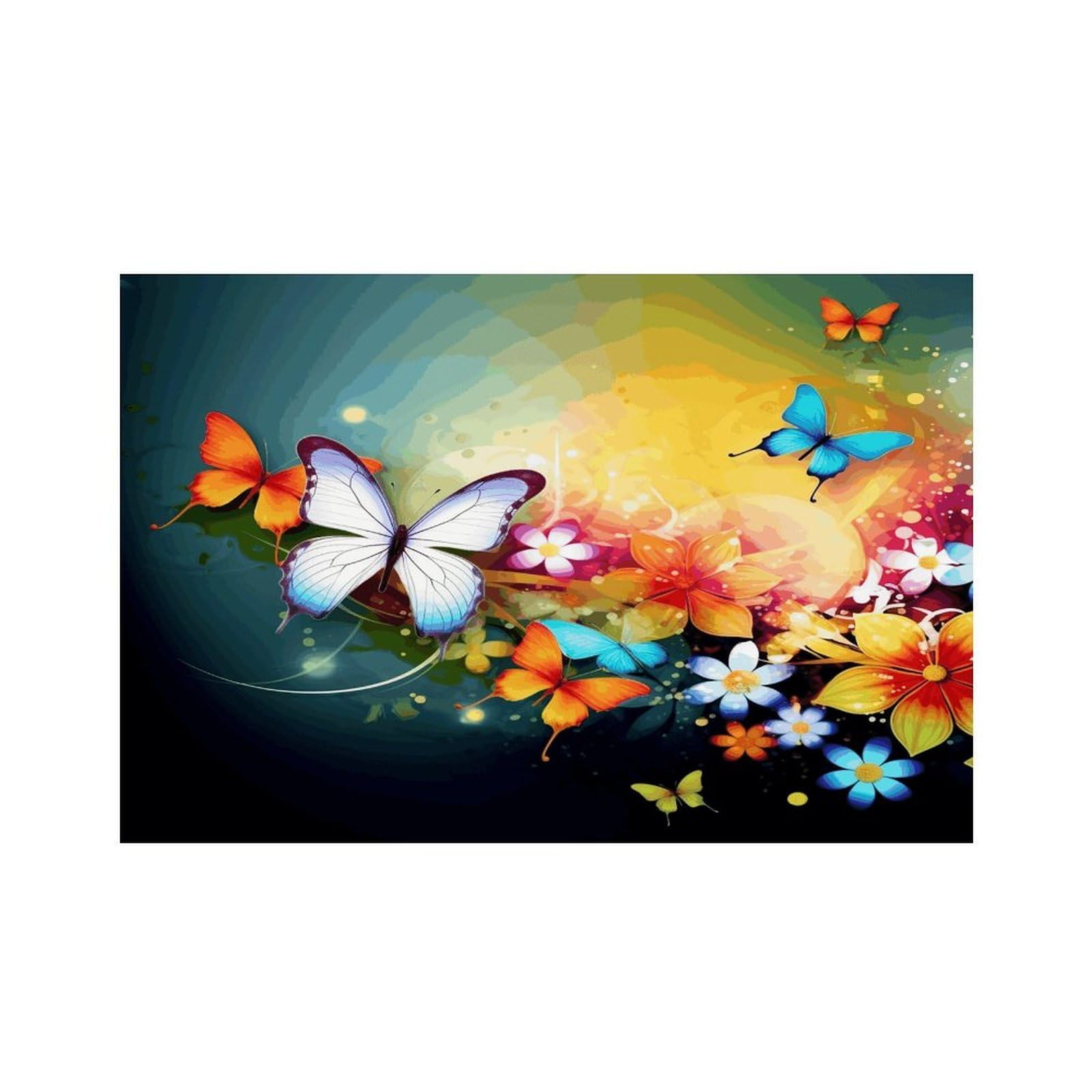 Colorful with Butterfly Placemats Non-Slip Heat Resistant Table Mats Flax Washable Cloth Place Mats Easy to Clean Premium Placemat for Kitchen Dining Table Decor Party Outdoor