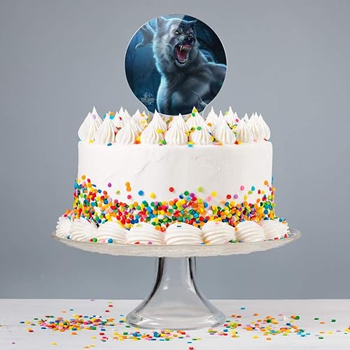 Miniatura 4 de Decoración de acrílico para tartas de monstruo de hombre lobo aterrador, decoración de fiesta para boda, aniversario, cumpleaños, graduación