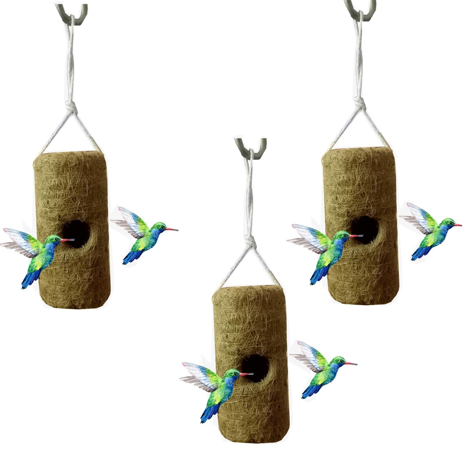 RARE OCEANS Bird House for Domestic Birds Natural Handmade (Pack of 3) (B09X42C235) Amazon Price History, Amazon Price Tracker