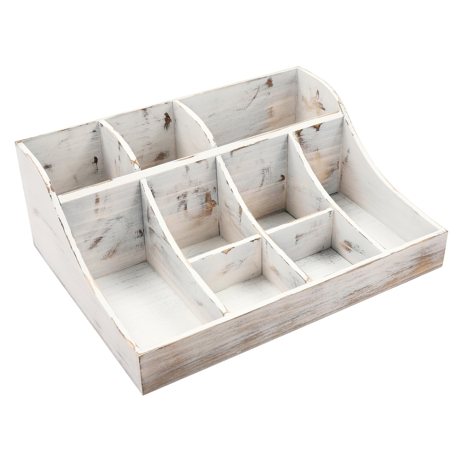 Condiment Racks, Organizer with 9 Compartment, Wooden Condiment Holder