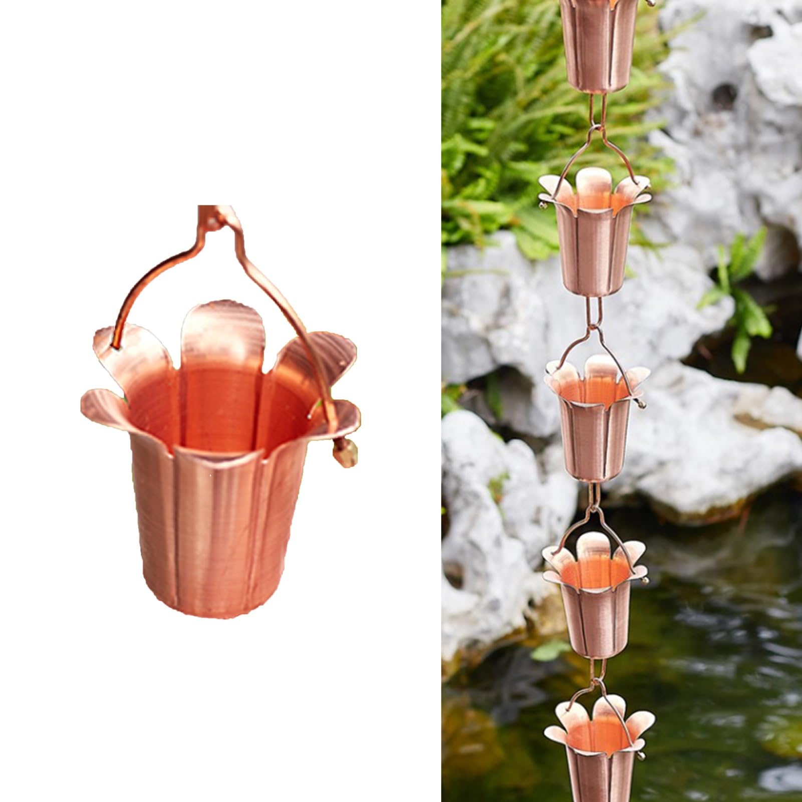 Pluviale durevole della decorazione del fiore della catena della pioggia per la sostituzione di drenaggio della gronda