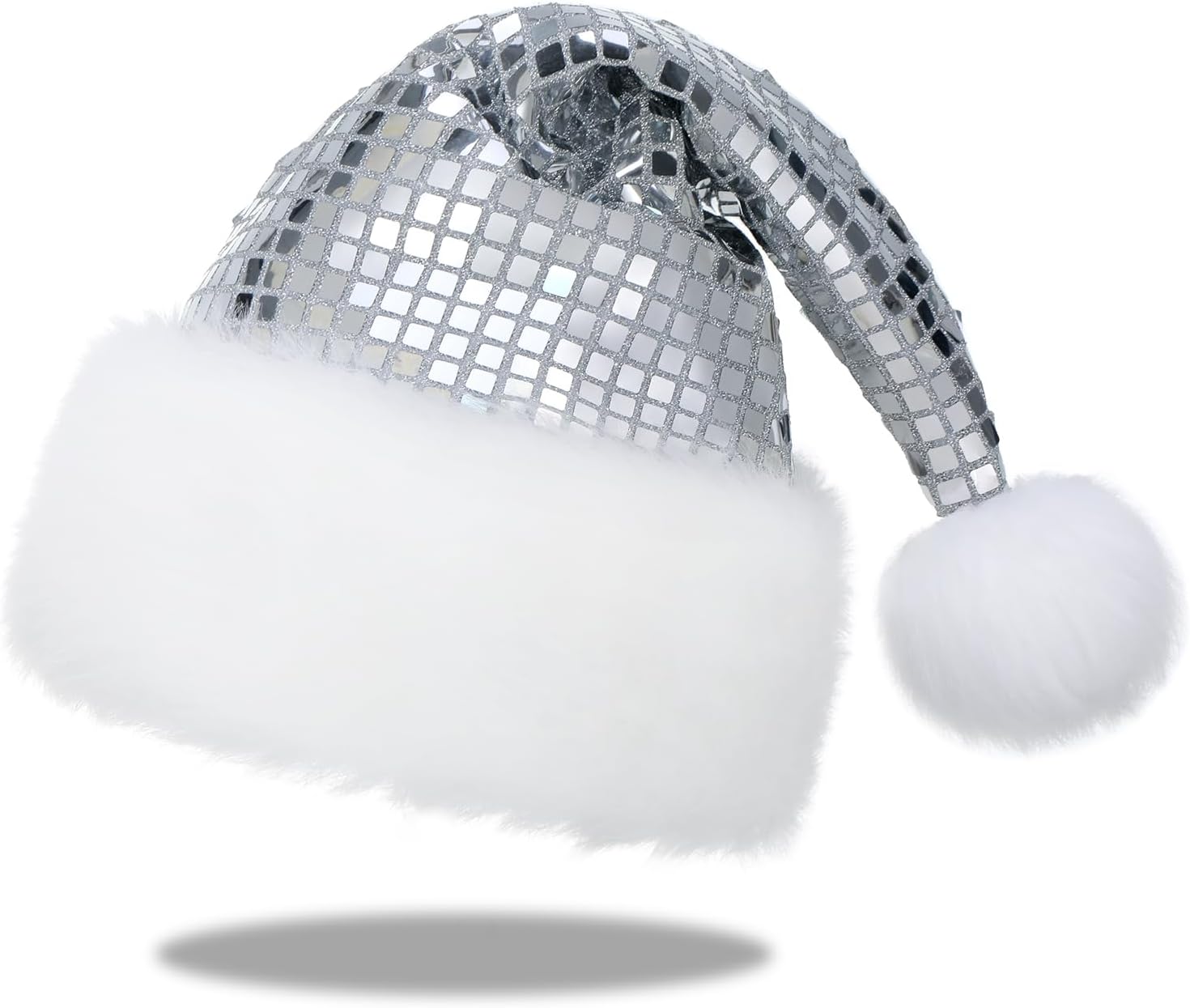 Sequin Santa Hat for Adults Christmas, Sparkly New Year Party Hat with Glitter, Holiday Headwear Costume Accessories