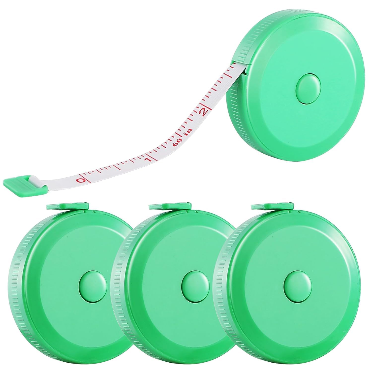 FCBDSGD 4 Pack Soft Retractable Measuring Tape,60-Inch 150cm, Double Scale Tape Measure for Body Measuring Sewing Tailor Cloth Knitting Home Craft Measurements (Green)