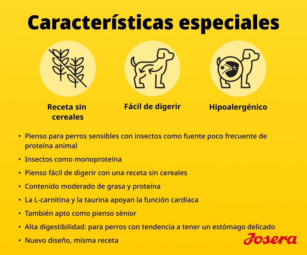 JOSERA Hipoalergénico (1 x 12,5 kg) | Adulto | Alimento seco Premium para Perros Adultos con intolerancias | Insectos como única Fuente de proteína Animal | sin Cereales | Altamente digestible