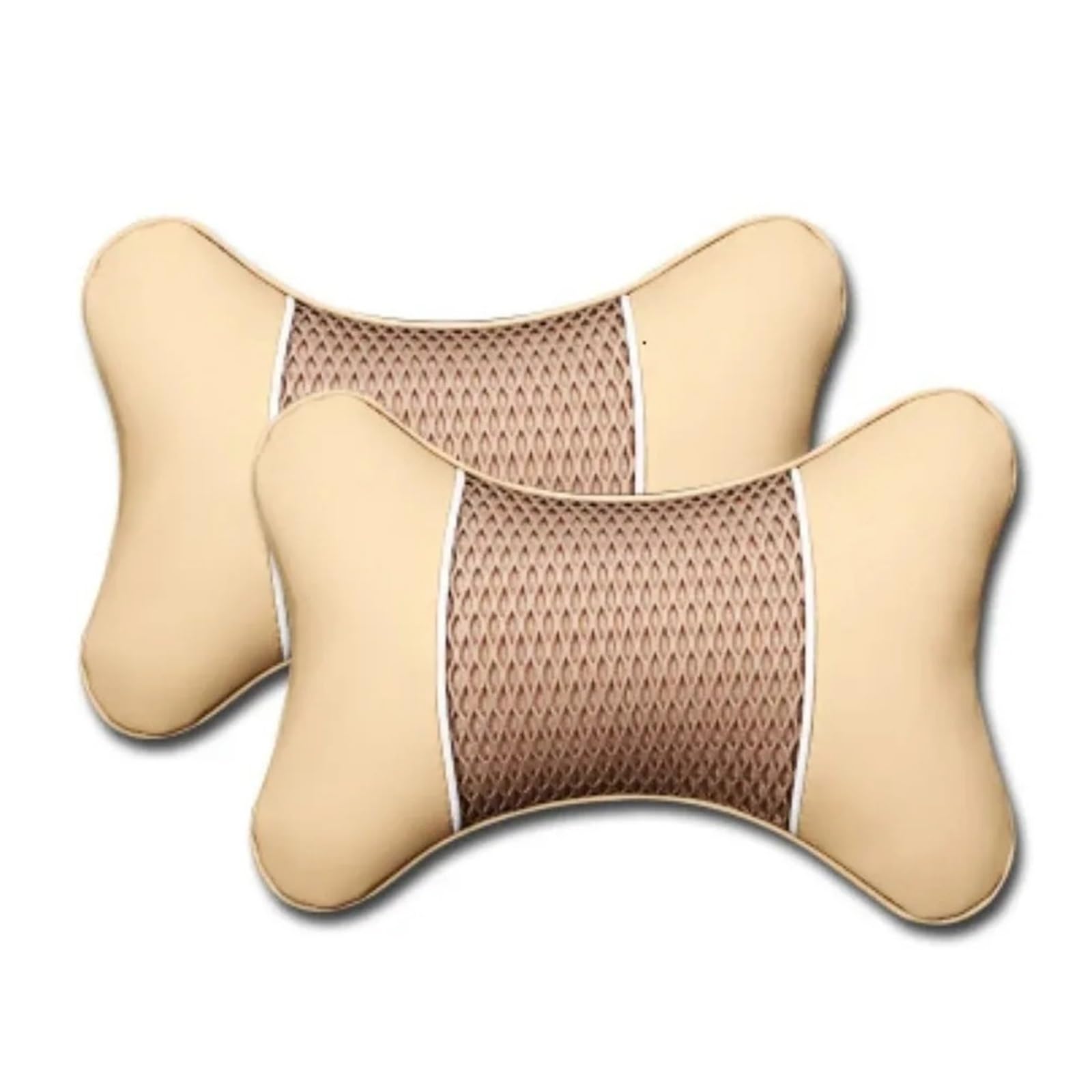 KAUWYEHD Car Seat Accessories PU Leather Knitted Car Neck Pillows Headrest Cushions Seat Support(Front Fender)