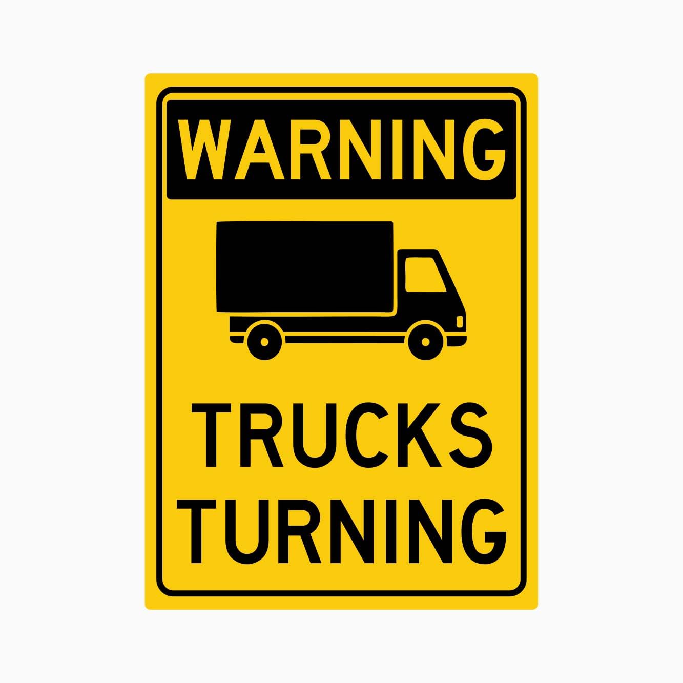 WARNING TRUCKS TURNING Sign Warning Metal Tin Sign 8 x 12 inch for Industrial & Commercial Series