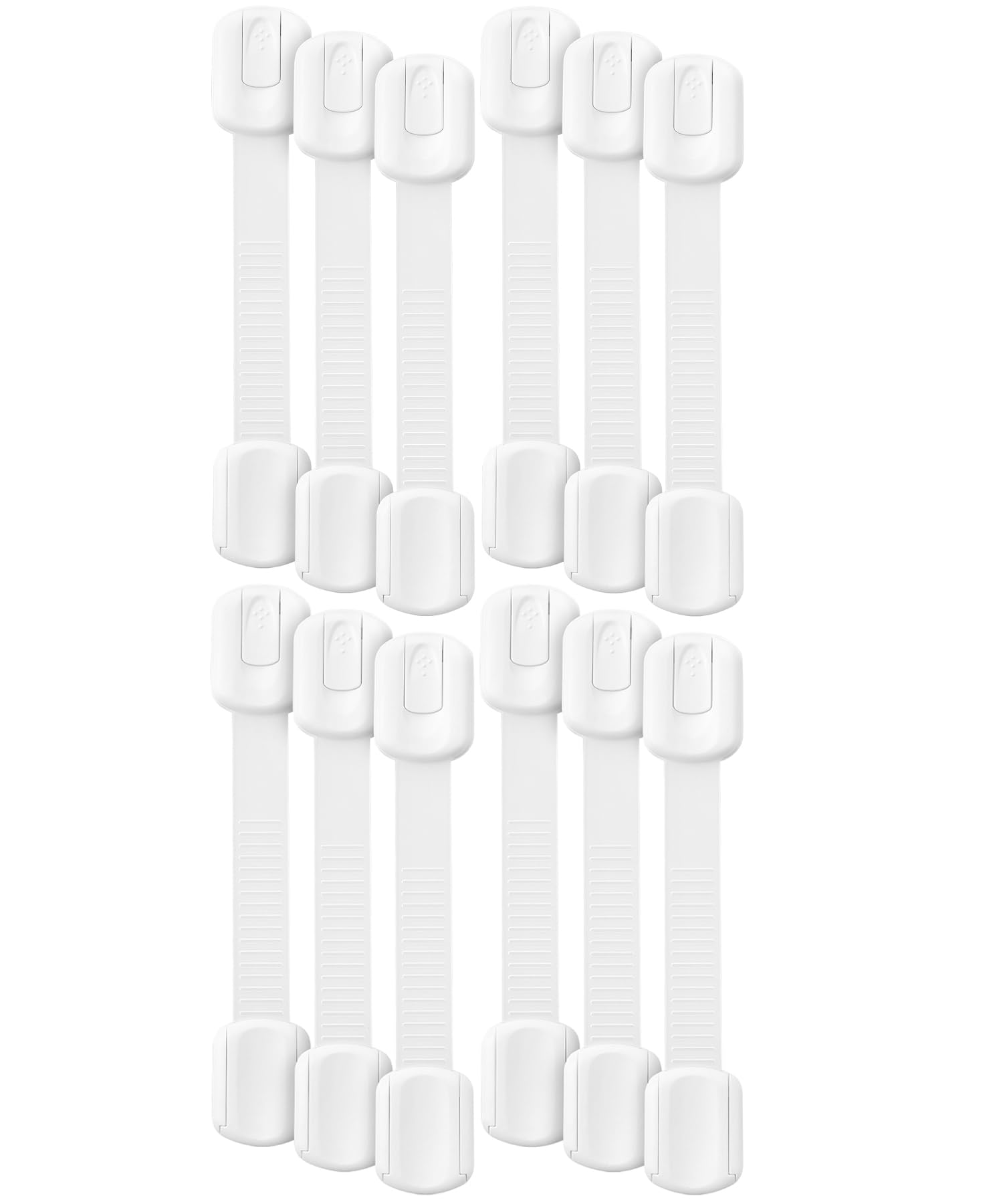 Bates- Child Safety Strap Locks, 12 Pack, White Baby Cabinet Locks, Toilet Locks Baby Proof, Child Proof Drawer Locks, Cabinet Baby Locks for Cabinets