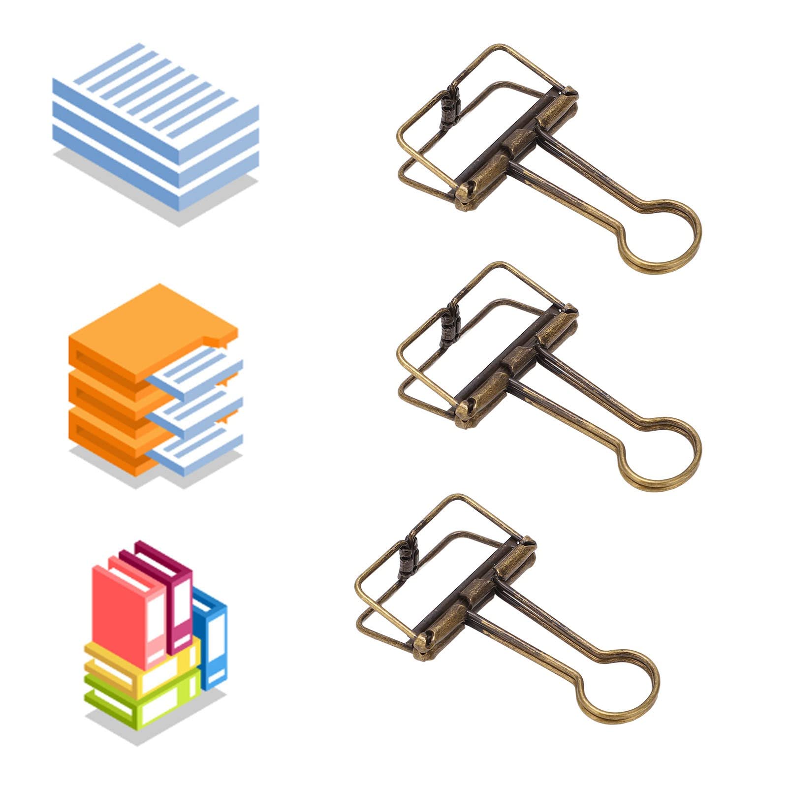 TOPINCN 50 Clips De Metal Para Encuadernación (32 Mm) – Cola Hueca, Fuerza De Sujeción Ideal Para Oficina Y Escuela