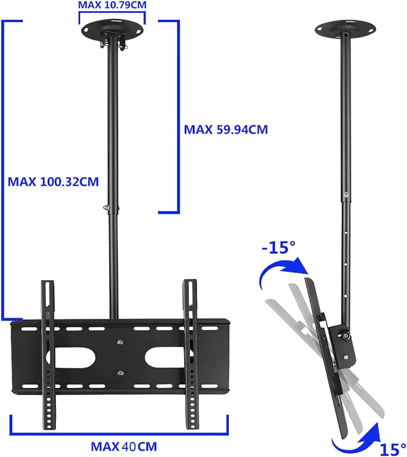 Soporte de techo para TV, giro suave, inclinación y extensión, carga máxima de hasta 25 kg, se adapta a la mayoría de soportes de TV LED de 37 a 50 pulgadas (2 m)