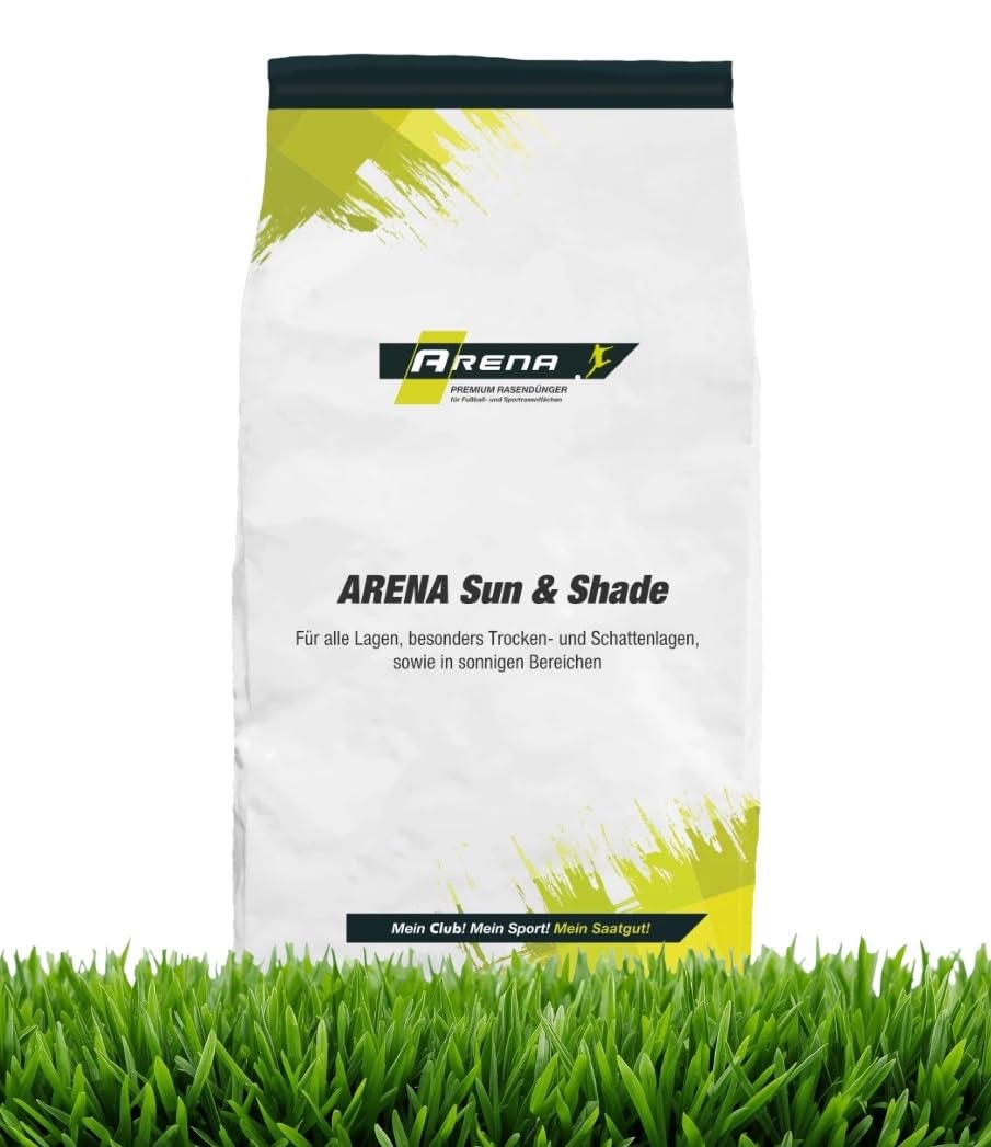 ARENA Rasensamen Sun and Shade 5kg | Premium Grassamen für Sonne, Schatten & Trockenlagen – Trockenrasen & Schattenrasen geeignet – hitzeverträglich & pflegeleicht