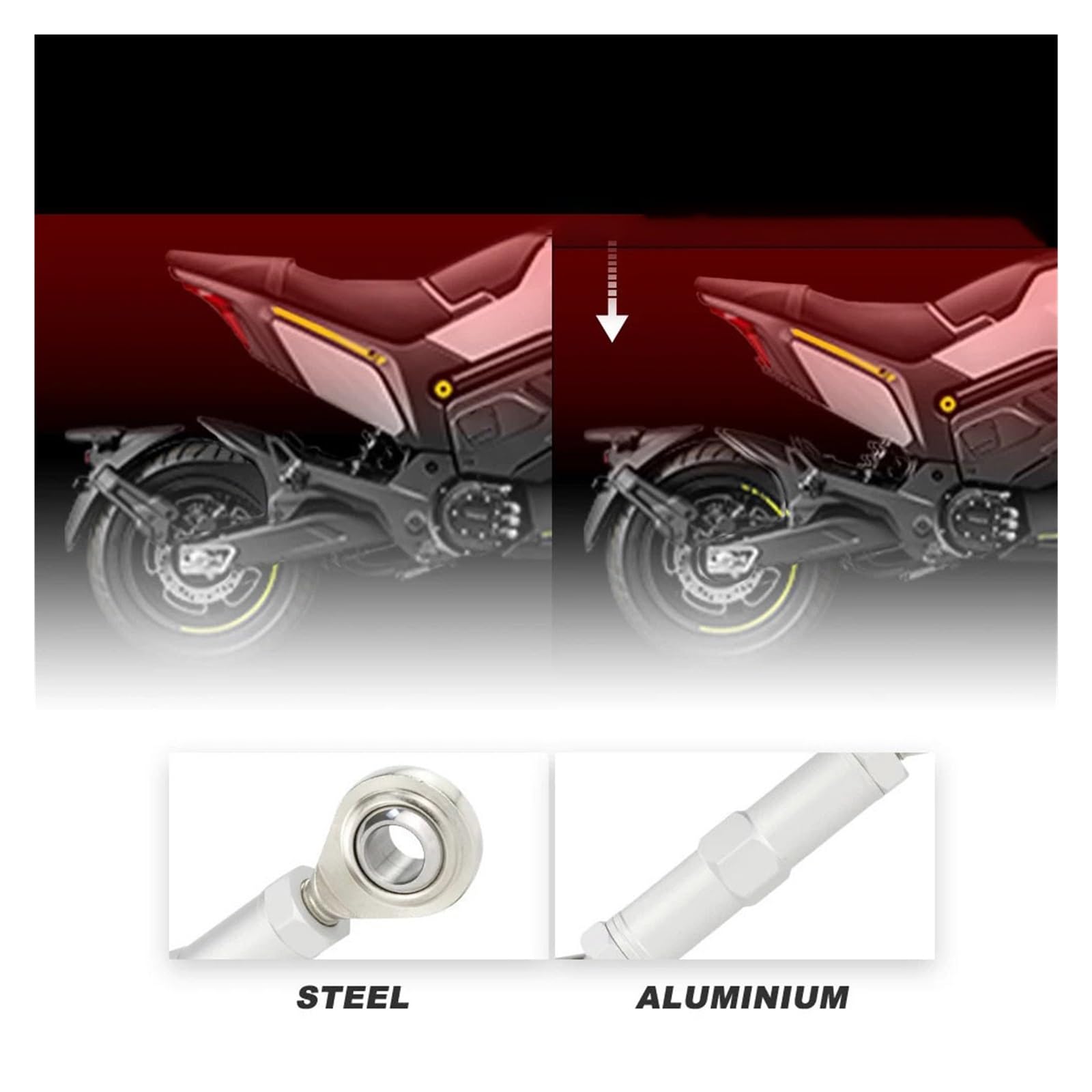 Absenkhebel for die Hinterradaufhängung, kompatibel mit Daytona 675 2006–2020, Street Triple 2007–2020, einstellbarer Tieferlegungs-Verbindungssatz(Noir)