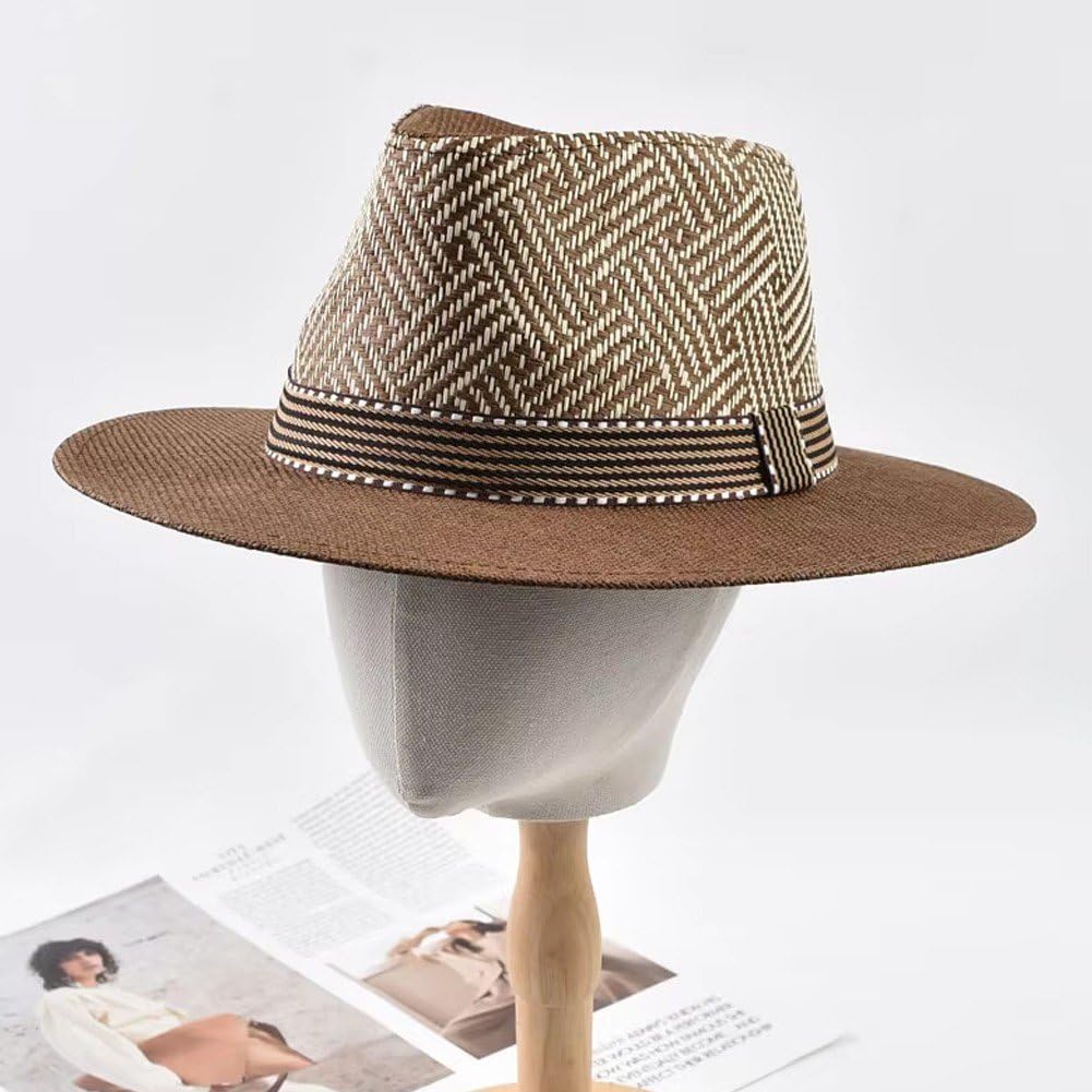 Cappelli di Paglia Panama per Uomo E, Pieghevoli, a Tesa Larga, Ideali per, per Protezione Solare Estiva dai Raggi UV.