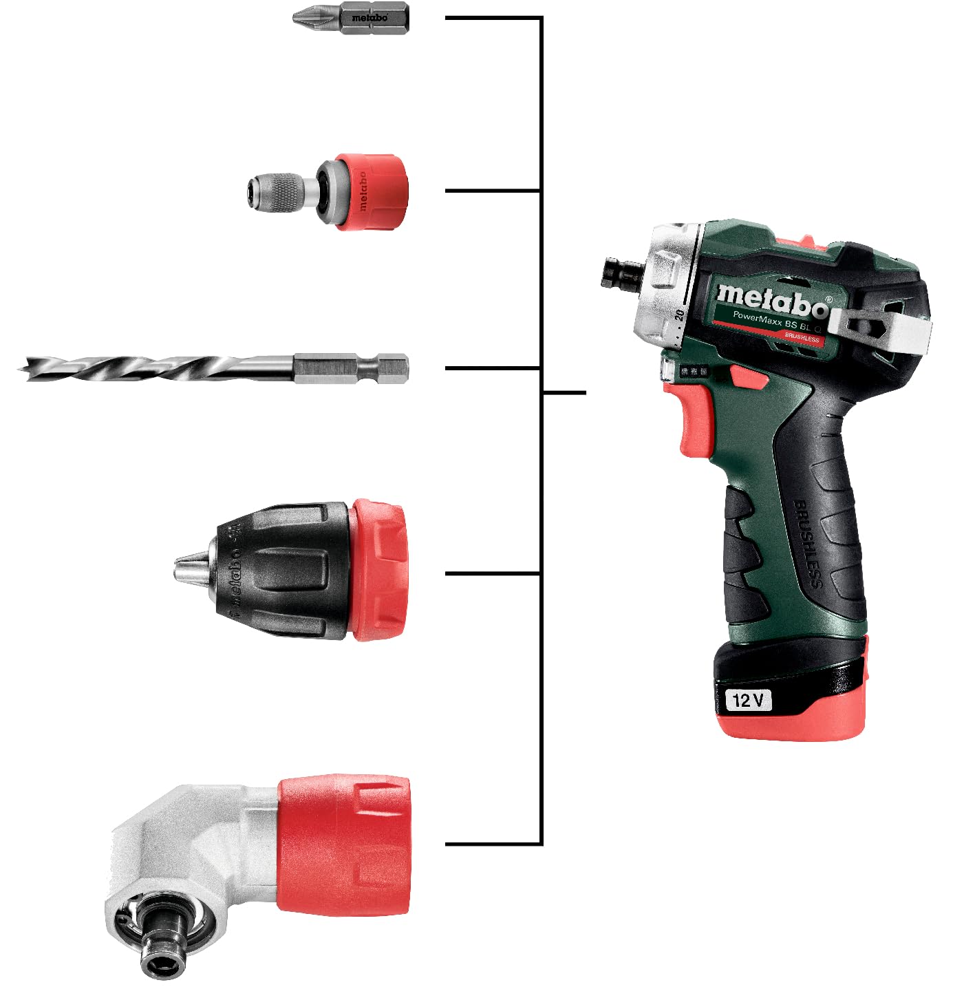 metabo PowerMaxx BS BL Q 601749500 akumulatorowa wiertarko-wkrętarka 12 V 2 Ah Li-ION + 2 baterie