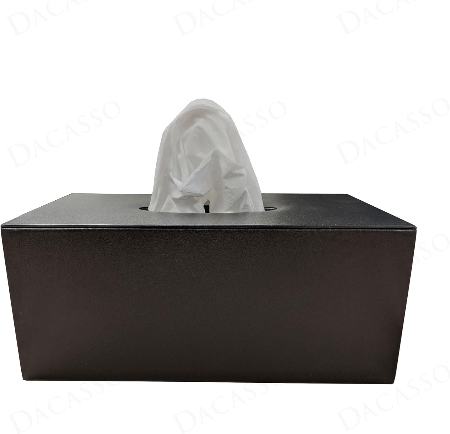 Dacasso Black Leatherette Rectangular Tissue Box Cover - Desktop, Countertop, Kitchen, Office or Executive Boardroom Table Protection