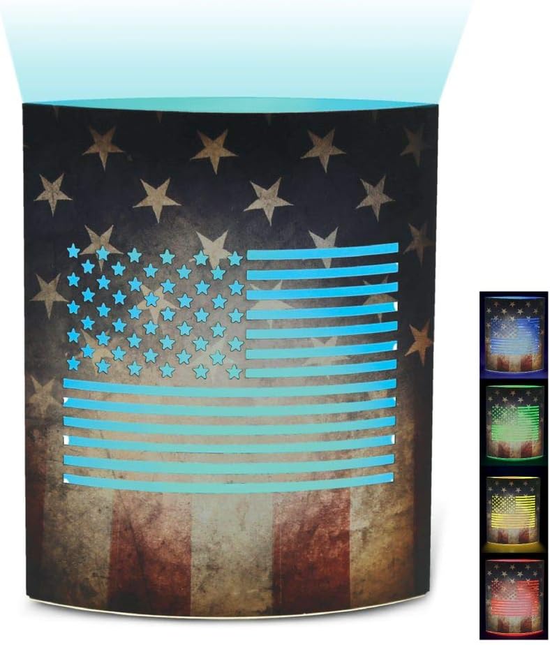 COTA Global LED Color Changing Night Light Lamp, Decorative Lantern On/Off Switch Battery Soothing for Kids Bedroom, Indoor Outdoor Portable 5 Inch - American Flag