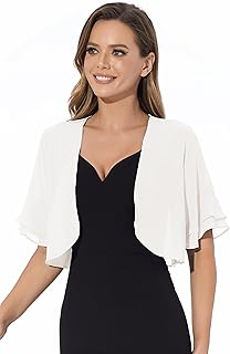 Women Shrug Soft Chiffon Open Front Sheer 3/4 Sleeve Bolero Cardigan for Evening Dress - Buy now