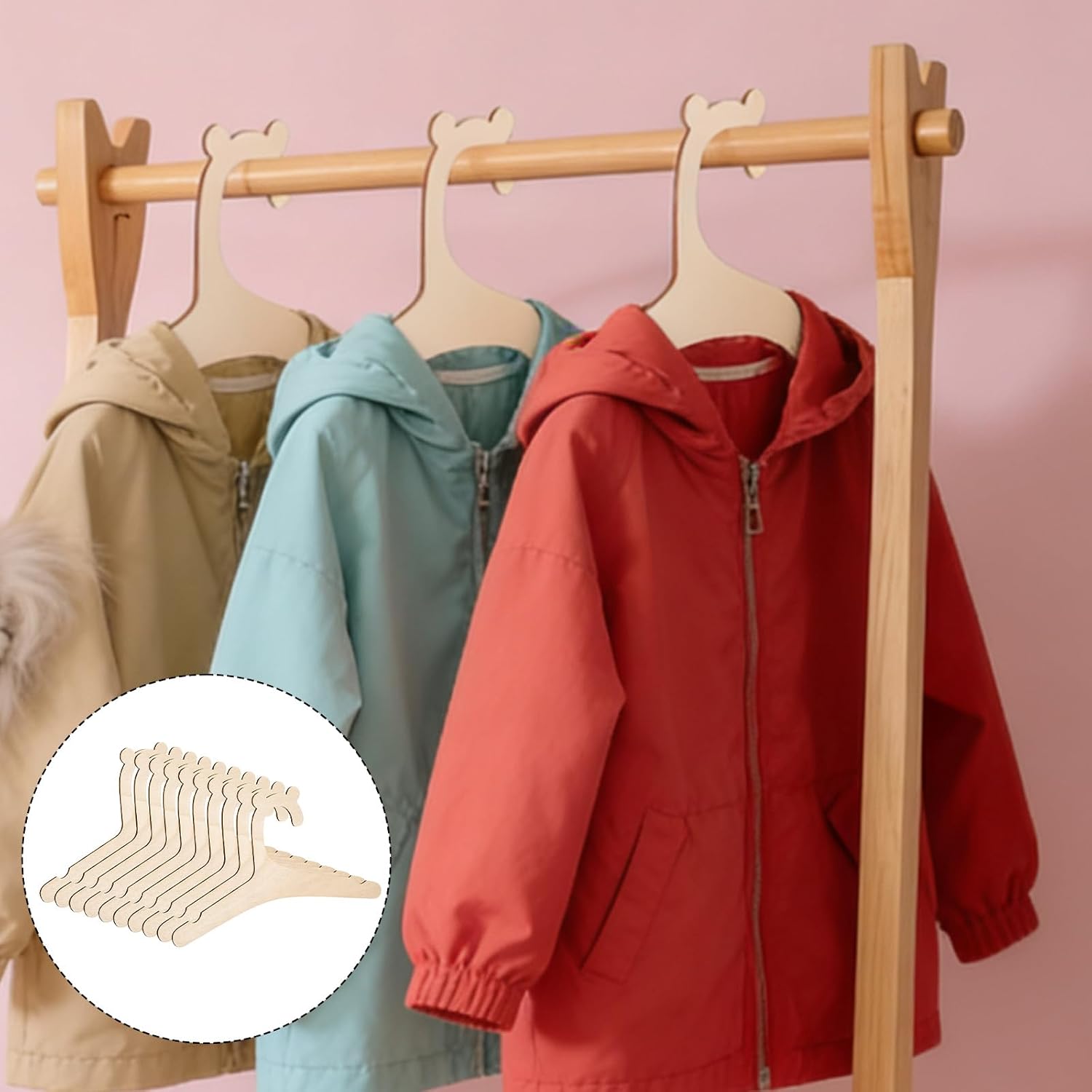 JJUNW Baby Clothes Hangers, Wooden Baby Hangers for Kids Clothes(20Pcs)
