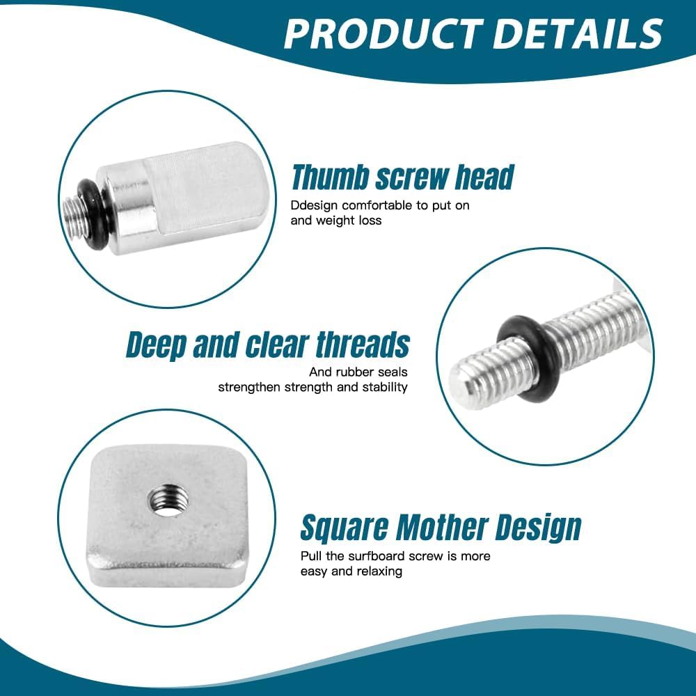Tornillo de Tabla de Surf, 8PCS Tornillo de Aleta de Acero Inoxidable, Tornillo de Paddle Surf, Tornillo de Aleta para Sup, Tornillo Tabla de Surf para Longboard, Tablas de Remo de Pie