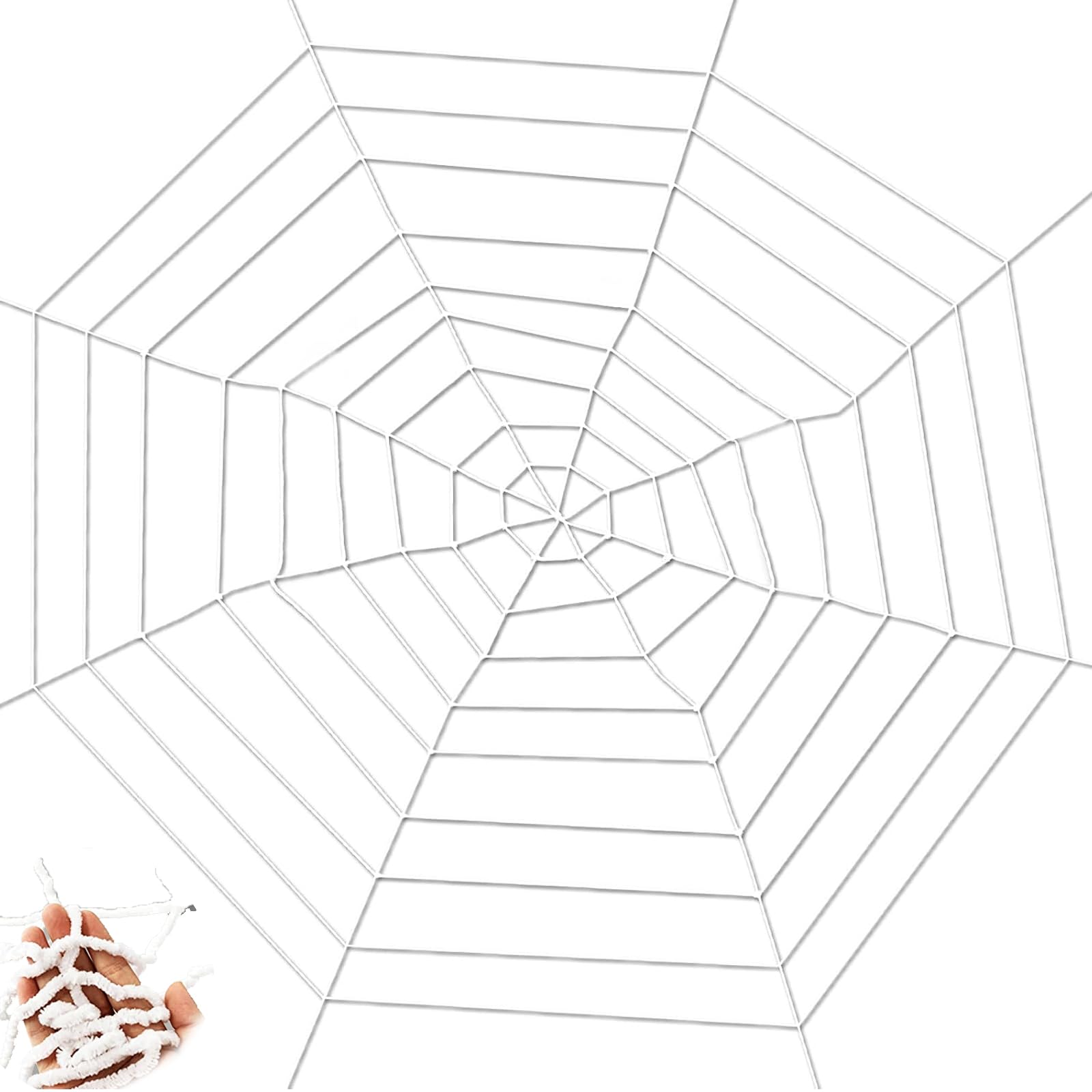 11.8FT 9-Ring Spider Web Halloween Decorations,Giant Rope Fake Spider Web