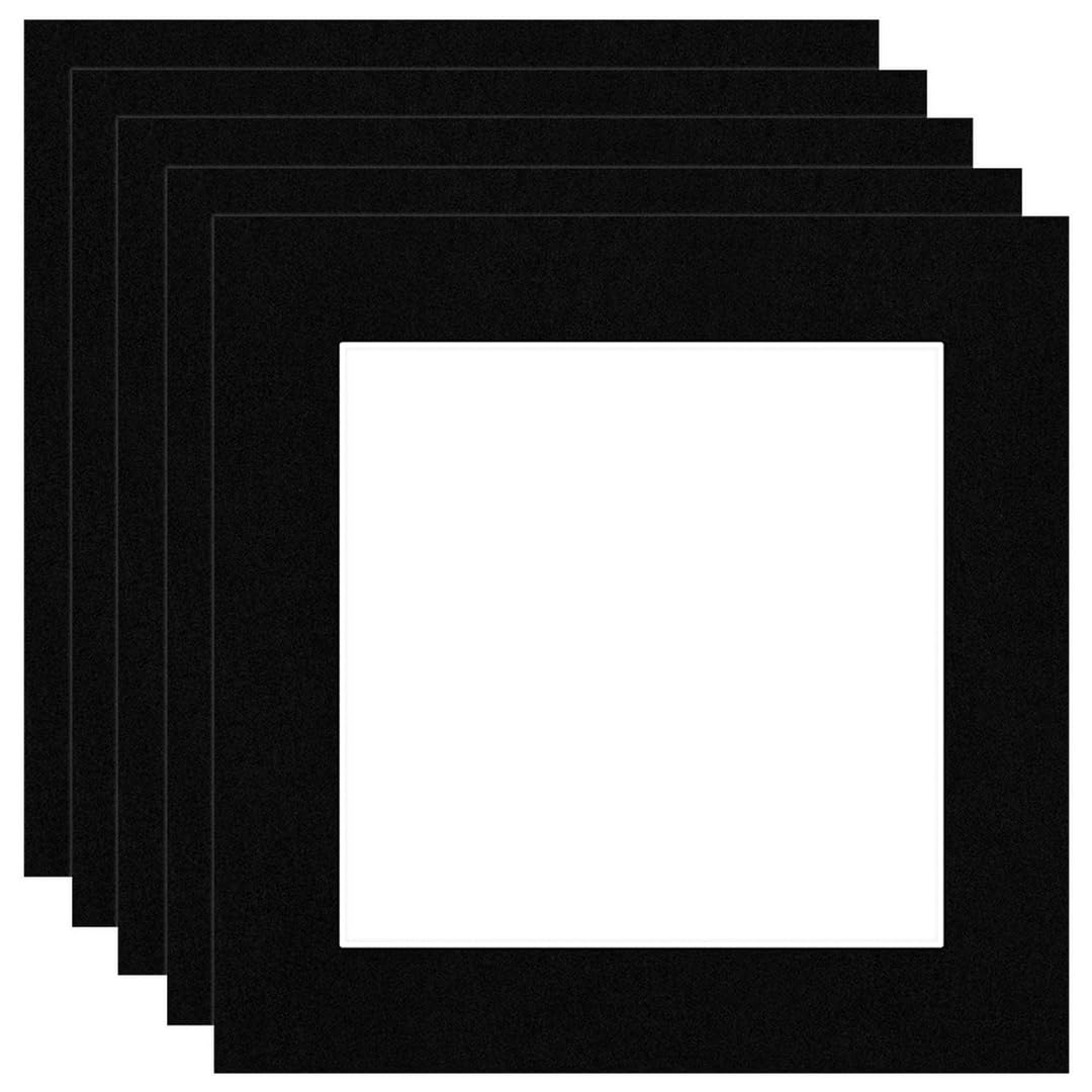 Procut Global 5x5" Black Picture Mounts Board to Fit 3.5x3.5" Aperture Size - Photo Mount Card Ideal for Prints, Artwork, Crafts & Certificates - Sizes & Colors Available - Pack of 5