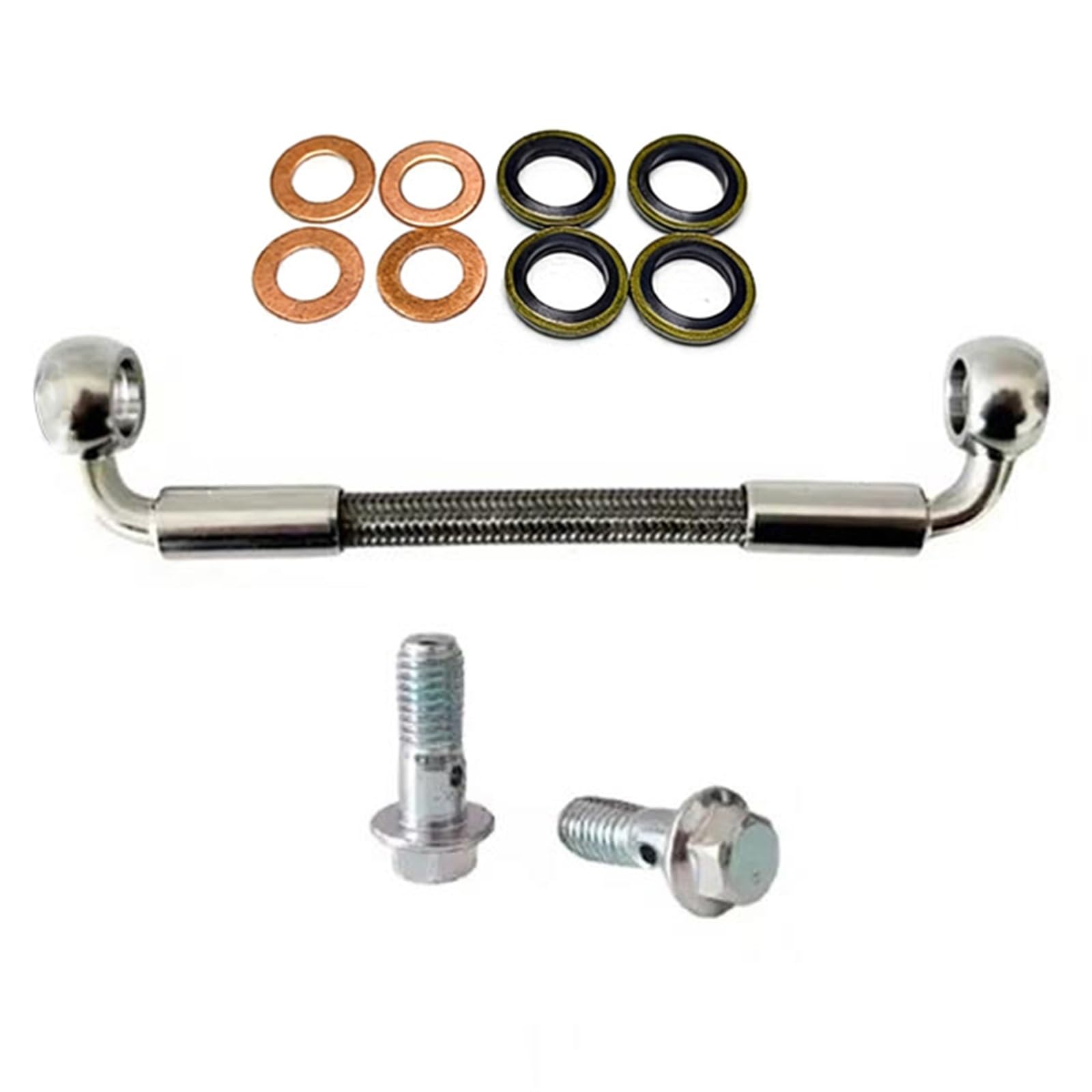 Soytzbmk One Color Motorcycle Brake Hose 10Cm-500Cm Motorcycle Accessories M8 Silver Hydraulic Clutch Oil Pipe Brake Line Hose 90°-90°(400Cm)