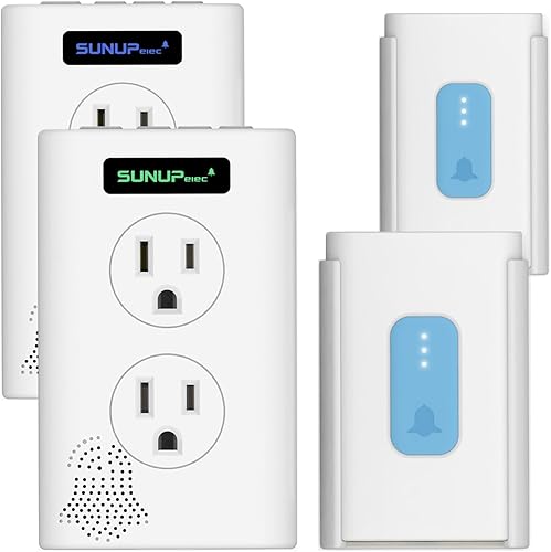 Timbre inalámbrico, kit de timbre de puerta con salidas adicionales y luz nocturna, rango de 1400 pies, extensor de señal de timbre, resistente al