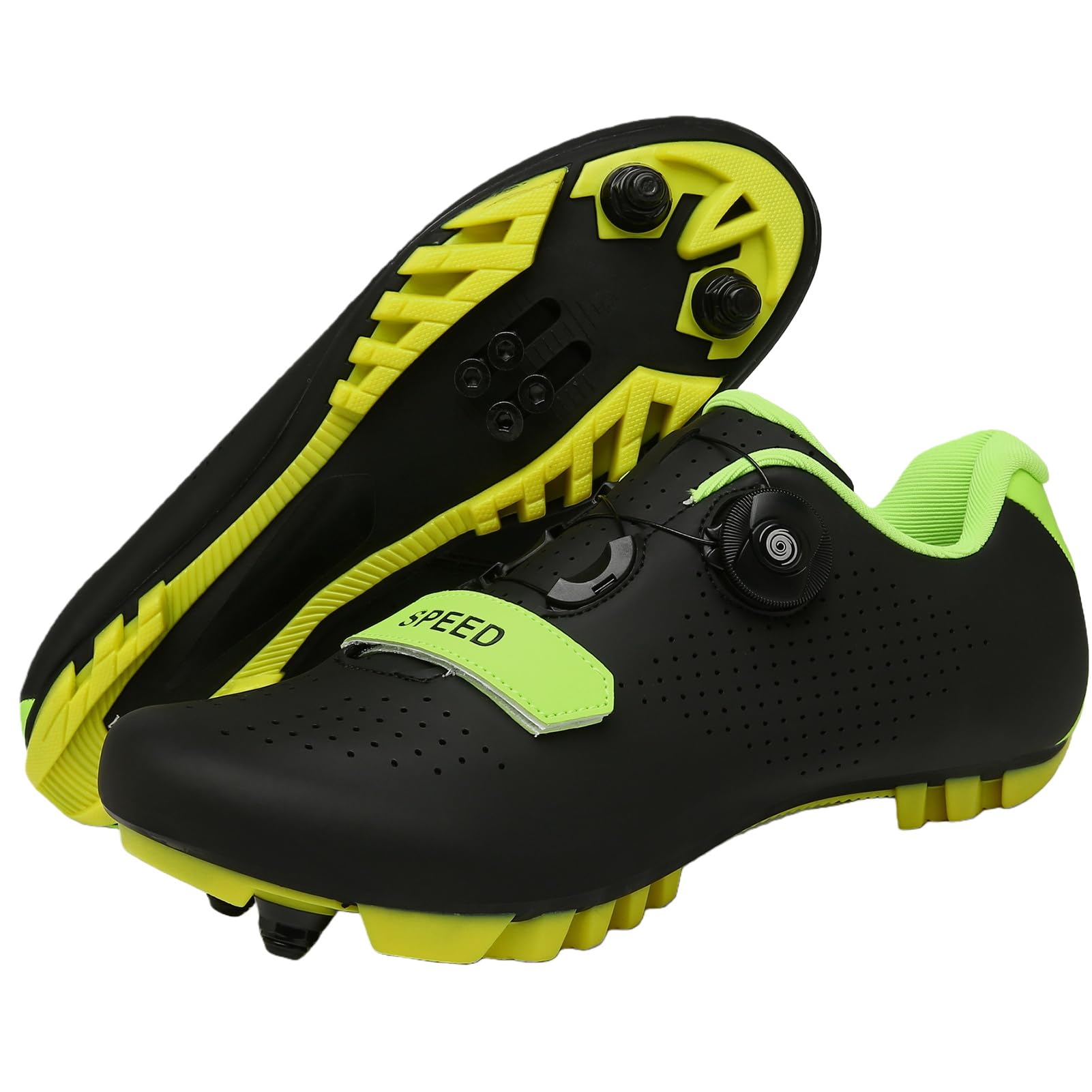LZQpearl Chaussures De Cyclisme, Hommes Femmes Bottes De Vélo De Montagne, Unisexes Baskets D'extérieur Pro VTT Compatibles avec Tous Les SPD avec Système De Lacets À Rotation Rapide