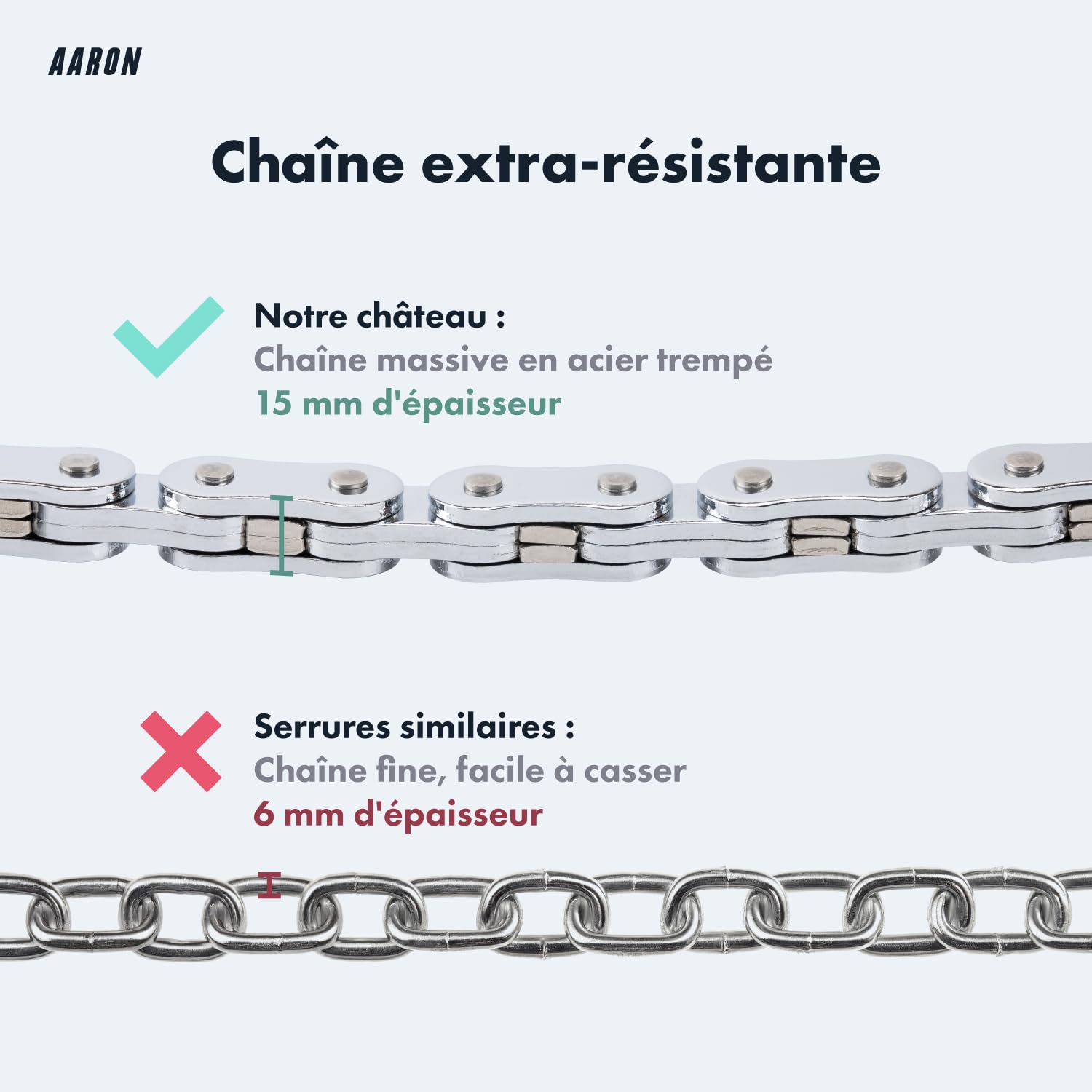 AARON Antivol à menottes pour scooter électrique - Design haute sécurité - Antivol de vélo flexible avec chaîne en acier - Robuste et protection contre les rayures (noir)