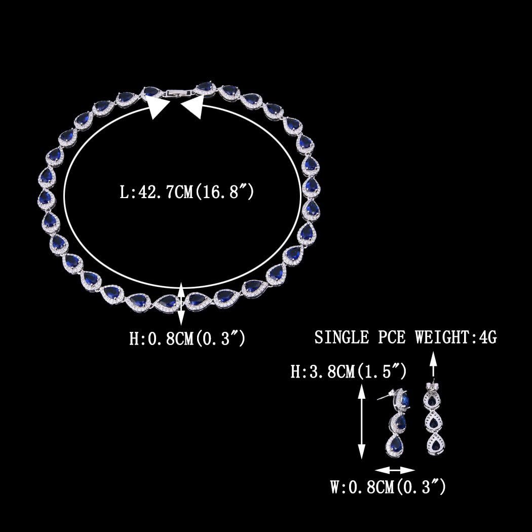 EVER FAITH Gorgeous CZ Birthstone Elegant Teardrop Wedding Prom Necklace Earrings Set for Bride Birthday/Mothers Day/Christmas Jewelry Gift for Women - Image 6