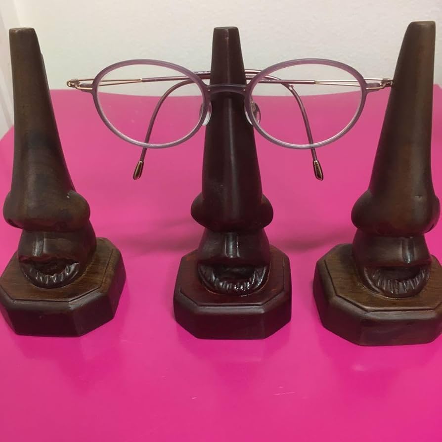 木彫りメガネスタンド3個セットまとめてエキゾチックでいてクールです！！