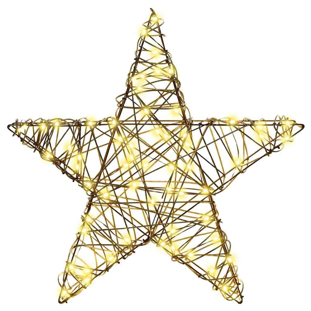 3D Stern mit 50 LEDs Warmweiß aus Rattan 55 x 52,5 x 9 cm USB betrieben für Weihnachtsbaumschmuck, Advent Dekoration, Wohnzimmer und Festliche Stimmung