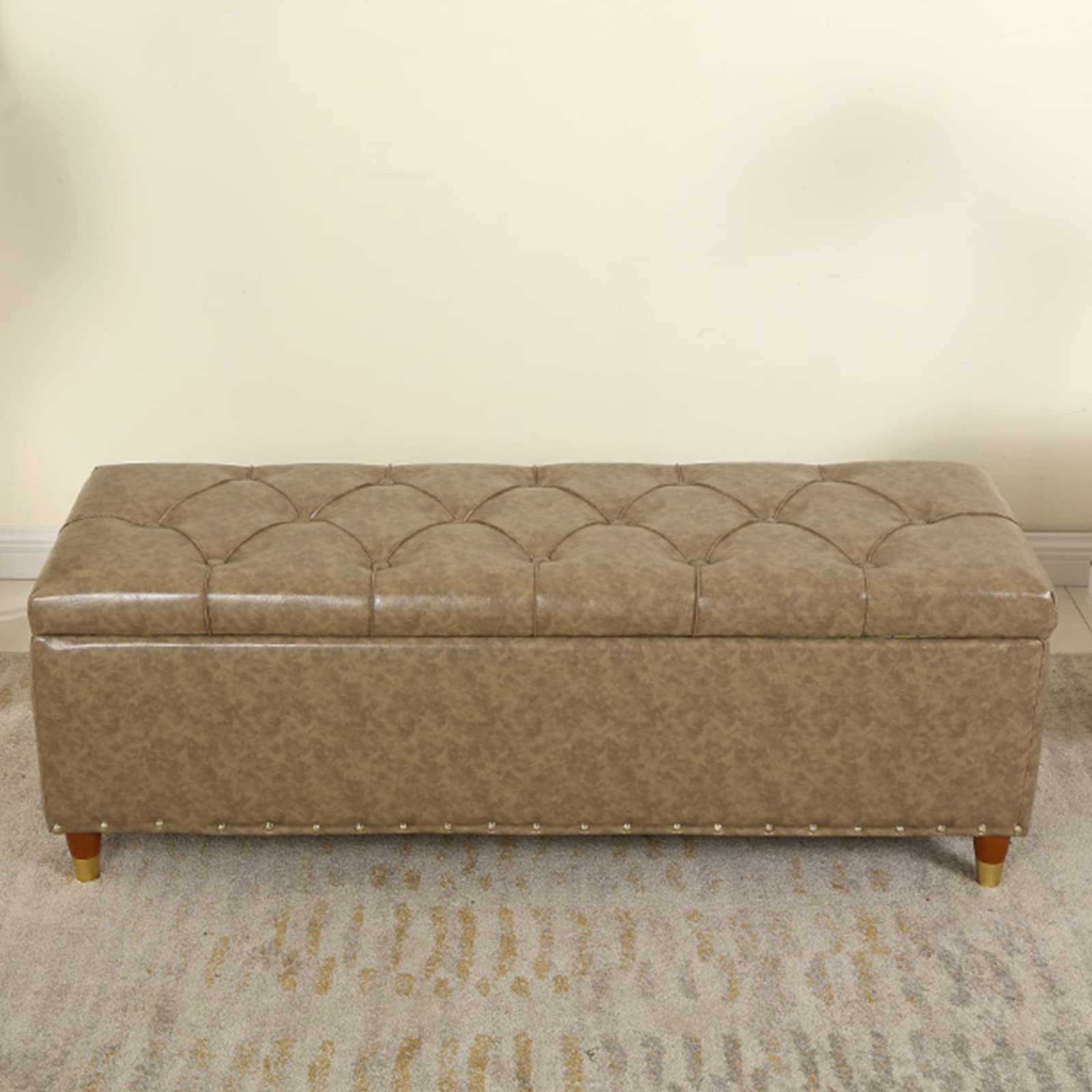 Banc de rangement coffre cuir capitonné meuble salon chambre