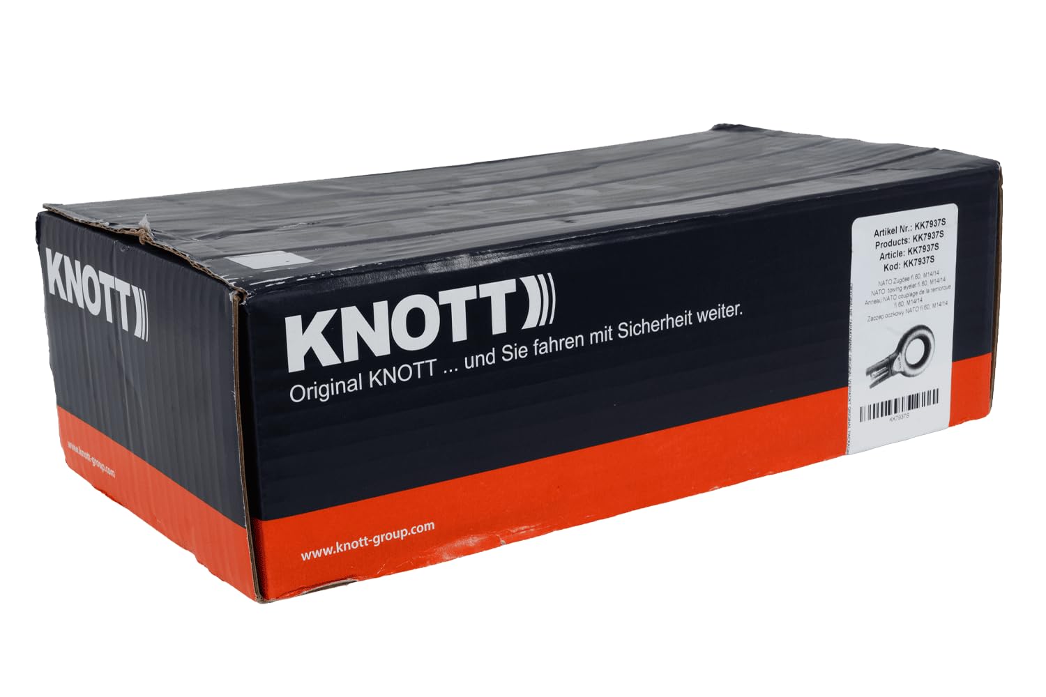 Knott KK7937S sprzęgło oczkowe do przyczepy 3500 kg z dyszlem rurowym 60 mm, nowe wykonanie