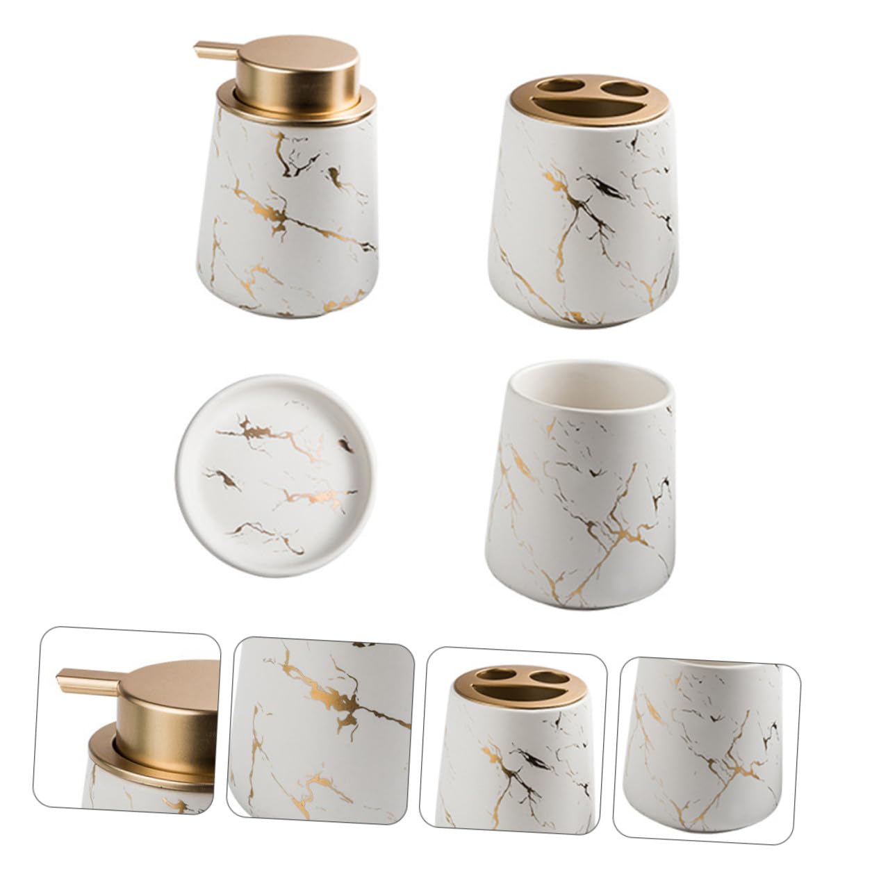 Juego de Lavado de Baño de Cerámica Blanco, 1 Set 2 Tazas