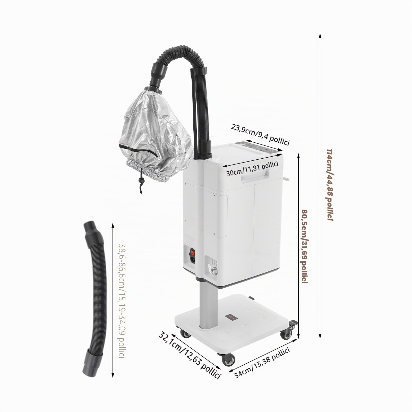 Dispositivo a Vapore Nano Ionico 500W per Capelli | Processore a colori per capelli professionale con cappuccio 6 modalità cura schermo LCD temperatura regolabile base rotabile