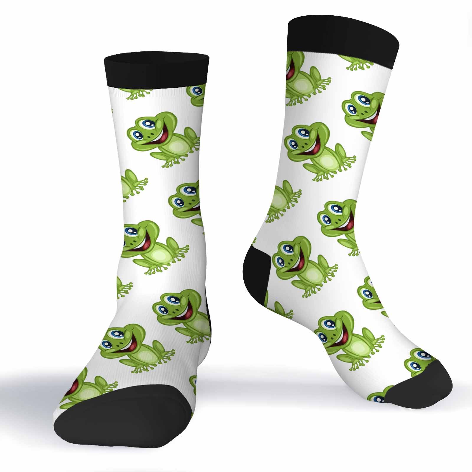 Muntayson Unisex Frog Cushioned Crew Athletic Socks Men & Women Moisture Wicking Breathable Performance