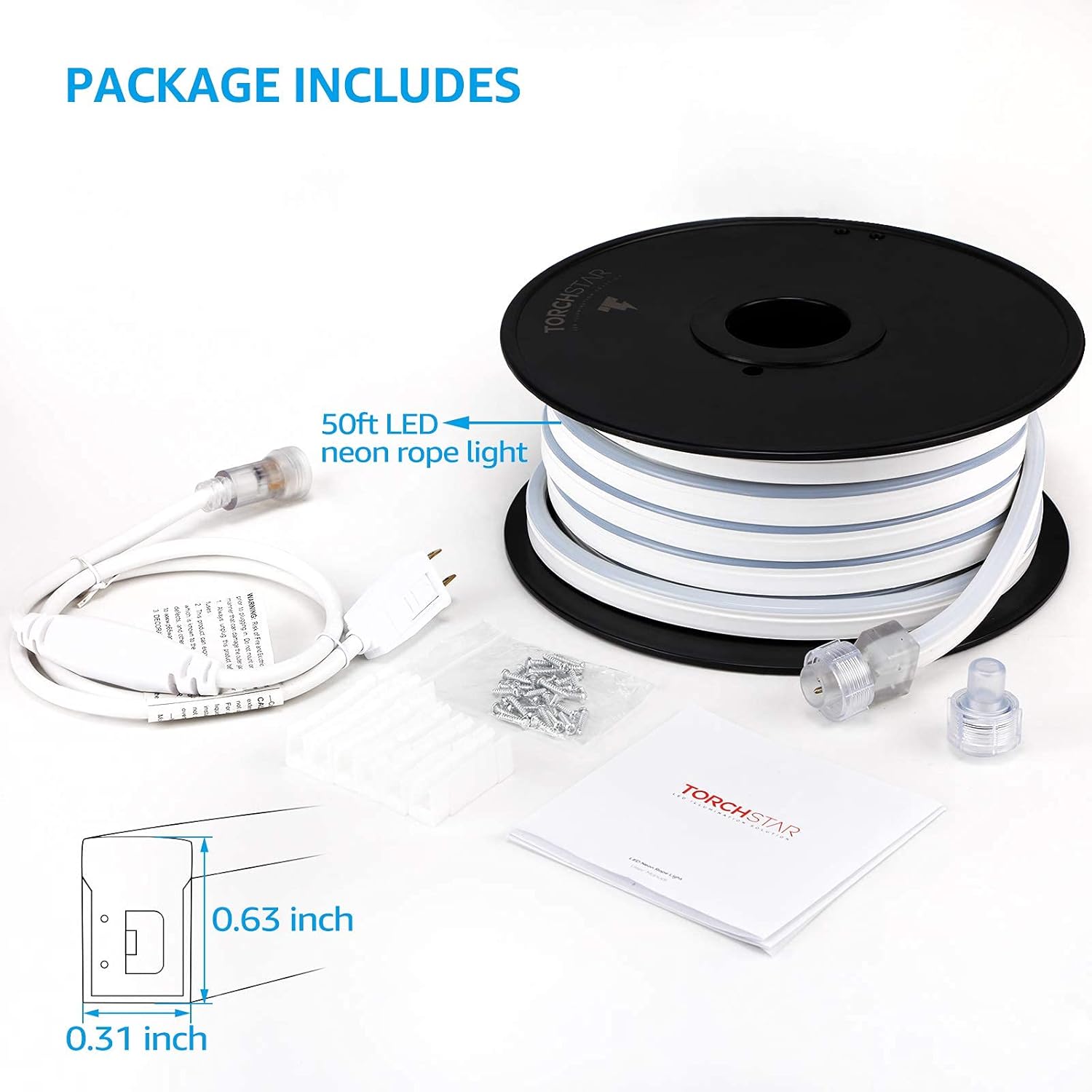 Rеvіеw Prоduсt TORCHSTAR 50ft LED Neon Rope Light Outdoor, IP67 Waterproof, AC 120V (150ft Max), ETL & UL Certified, Soffit Commercial Building Decor, Warm White Fеаturеd Prоduсt TORCHSTAR 50ft LED Neon Rope Light Outdoor, IP67 Waterproof, AC 120V (150ft Max), ETL & UL Certified, Soffit Commercial Building Decor, Warm White